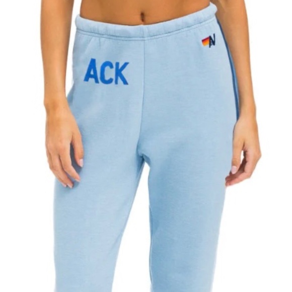 Aviator Nation 5 Stripe Nantucket Sweatpants Ice Blue - Picture 2 of 6